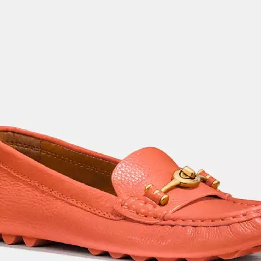 Rare Coach Women's Orange Leather Loafers A Condition - Picture 4 of 5